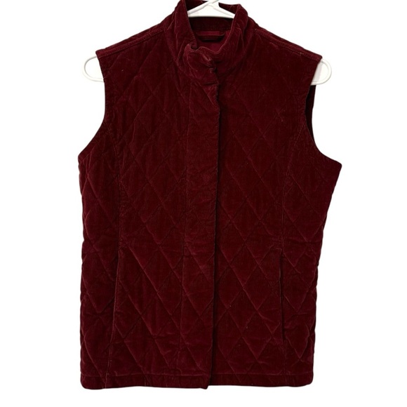 Vtg Eddie Bauer Quilted Corduroy Vest womens XS dark red - Picture 1 of 11
